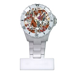 Natural-seamless-pattern-with-tiger-blooming-orchid Plastic Nurses Watch by uniart180623