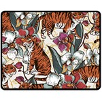 Natural-seamless-pattern-with-tiger-blooming-orchid Two Sides Fleece Blanket (Medium) 58.8 x47.4  Blanket Front