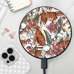 Natural-seamless-pattern-with-tiger-blooming-orchid Wireless Fast Charger(black) by uniart180623