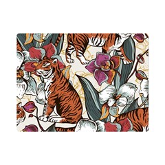 Natural-seamless-pattern-with-tiger-blooming-orchid Premium Plush Fleece Blanket (mini) by uniart180623