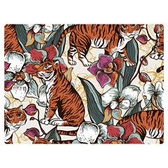 Natural-seamless-pattern-with-tiger-blooming-orchid Premium Plush Fleece Blanket (extra Small) by uniart180623