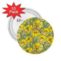 Seamless-pattern-with-graphic-spring-flowers 2 25  Buttons (10 Pack)  by uniart180623