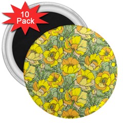 Seamless-pattern-with-graphic-spring-flowers 3  Magnets (10 Pack)  by uniart180623