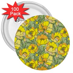 Seamless-pattern-with-graphic-spring-flowers 3  Buttons (100 Pack)  by uniart180623