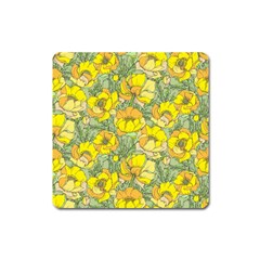 Seamless-pattern-with-graphic-spring-flowers Square Magnet by uniart180623