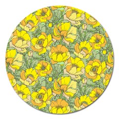 Seamless-pattern-with-graphic-spring-flowers Magnet 5  (round) by uniart180623