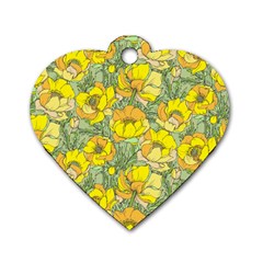 Seamless-pattern-with-graphic-spring-flowers Dog Tag Heart (two Sides) by uniart180623