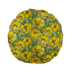 Seamless-pattern-with-graphic-spring-flowers Standard 15  Premium Flano Round Cushions by uniart180623