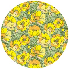 Seamless-pattern-with-graphic-spring-flowers Wooden Puzzle Round by uniart180623