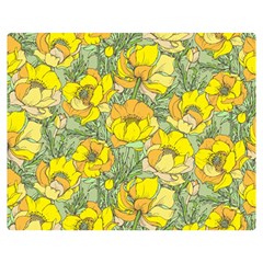 Seamless-pattern-with-graphic-spring-flowers Premium Plush Fleece Blanket (medium) by uniart180623