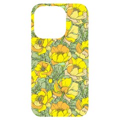 Seamless-pattern-with-graphic-spring-flowers Iphone 14 Pro Black Uv Print Case