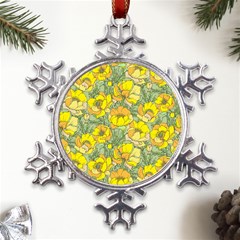 Seamless-pattern-with-graphic-spring-flowers Metal Large Snowflake Ornament by uniart180623