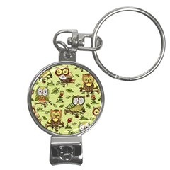 Seamless-pattern-with-flowers-owls Nail Clippers Key Chain by uniart180623