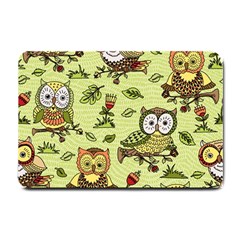 Seamless-pattern-with-flowers-owls Small Doormat by uniart180623