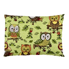 Seamless-pattern-with-flowers-owls Pillow Case by uniart180623