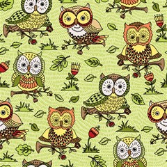 Seamless-pattern-with-flowers-owls Play Mat (square) by uniart180623