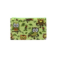 Seamless-pattern-with-flowers-owls Cosmetic Bag (xs) by uniart180623