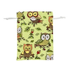 Seamless-pattern-with-flowers-owls Lightweight Drawstring Pouch (s) by uniart180623