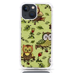 Seamless-pattern-with-flowers-owls Iphone 13 Mini Tpu Uv Print Case by uniart180623