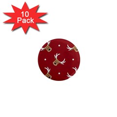 Cute-reindeer-head-with-star-red-background 1  Mini Magnet (10 Pack)  by uniart180623