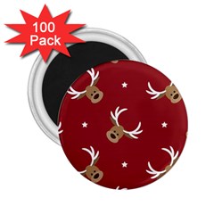 Cute-reindeer-head-with-star-red-background 2 25  Magnets (100 Pack)  by uniart180623