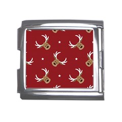 Cute-reindeer-head-with-star-red-background Mega Link Italian Charm (18mm) by uniart180623