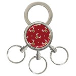 Cute-reindeer-head-with-star-red-background 3-Ring Key Chain Front