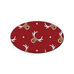 Cute-reindeer-head-with-star-red-background Sticker (oval) by uniart180623