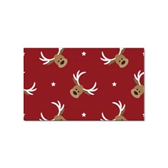 Cute-reindeer-head-with-star-red-background Sticker (rectangular) by uniart180623