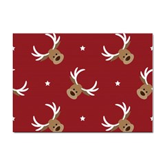 Cute-reindeer-head-with-star-red-background Sticker A4 (10 Pack) by uniart180623