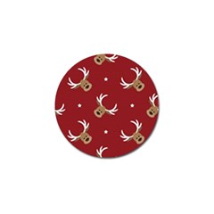 Cute-reindeer-head-with-star-red-background Golf Ball Marker by uniart180623