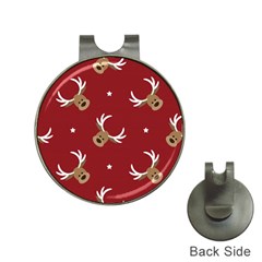 Cute-reindeer-head-with-star-red-background Hat Clips With Golf Markers by uniart180623