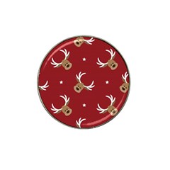 Cute-reindeer-head-with-star-red-background Hat Clip Ball Marker (10 Pack) by uniart180623