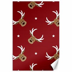 Cute-reindeer-head-with-star-red-background Canvas 24  X 36  by uniart180623