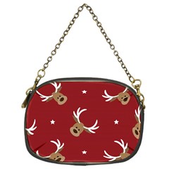 Cute-reindeer-head-with-star-red-background Chain Purse (two Sides) by uniart180623