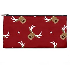 Cute-reindeer-head-with-star-red-background Pencil Case by uniart180623