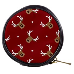 Cute-reindeer-head-with-star-red-background Mini Makeup Bag by uniart180623