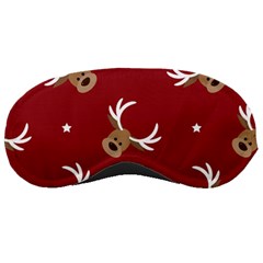 Cute-reindeer-head-with-star-red-background Sleeping Mask by uniart180623