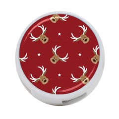 Cute-reindeer-head-with-star-red-background 4-port Usb Hub (one Side) by uniart180623