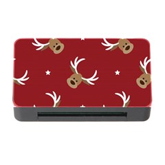 Cute-reindeer-head-with-star-red-background Memory Card Reader With Cf by uniart180623