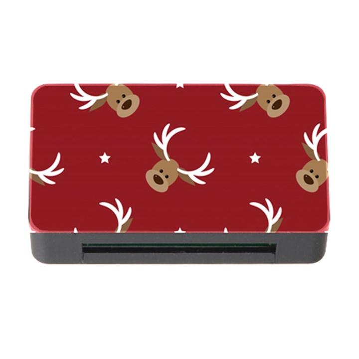 Cute-reindeer-head-with-star-red-background Memory Card Reader with CF