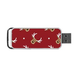 Cute-reindeer-head-with-star-red-background Portable Usb Flash (one Side) by uniart180623