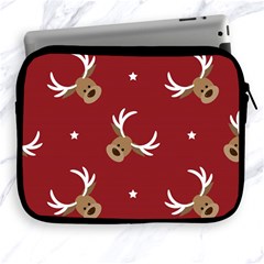 Cute-reindeer-head-with-star-red-background Apple Ipad 2/3/4 Zipper Cases by uniart180623