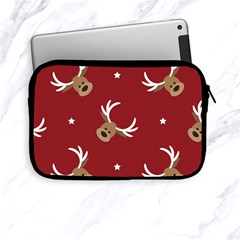 Cute-reindeer-head-with-star-red-background Apple Ipad Mini Zipper Cases by uniart180623