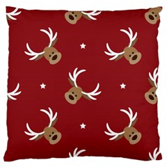 Cute-reindeer-head-with-star-red-background Standard Premium Plush Fleece Cushion Case (one Side) by uniart180623