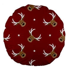 Cute-reindeer-head-with-star-red-background Large 18  Premium Flano Round Cushions by uniart180623