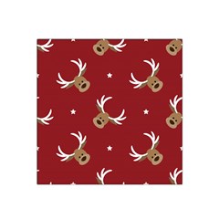 Cute-reindeer-head-with-star-red-background Satin Bandana Scarf 22  X 22  by uniart180623