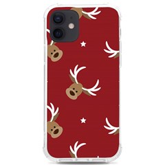 Cute-reindeer-head-with-star-red-background Iphone 12/12 Pro Tpu Uv Print Case by uniart180623