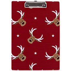 Cute-reindeer-head-with-star-red-background A4 Acrylic Clipboard by uniart180623