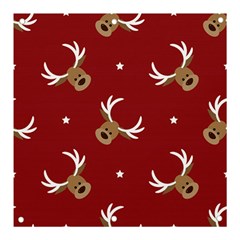 Cute-reindeer-head-with-star-red-background Banner And Sign 3  X 3  by uniart180623